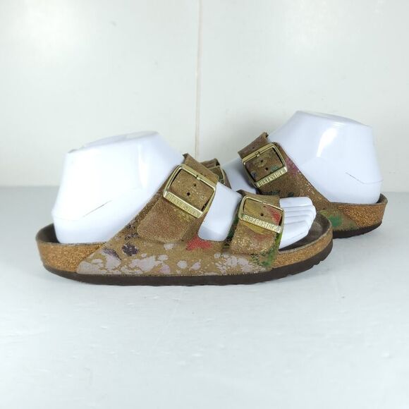 BIRKENSTOCK Women's Arizona US6 EU37 Flower Crush Mocca Suede Slide Sandals - Picture 8 of 16